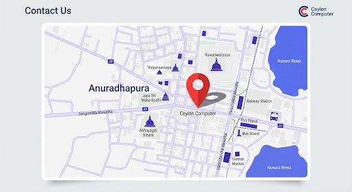 Map of Anuradhapura with a pin marking the shop location